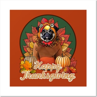 Thanksgiving Pug Posters and Art